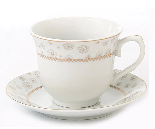 Wholesale Case of 32 Gold Blossom Teacups (Tea Cups) and Saucers