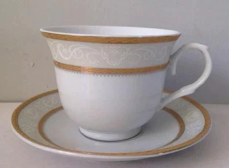 Case of 36 Gold Border Wholesale Tea Cups and Saucers