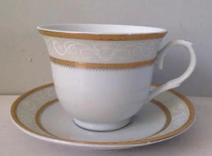 Set of 6 Gold Border Bulk Teacups Discount Tea Cups and Saucers